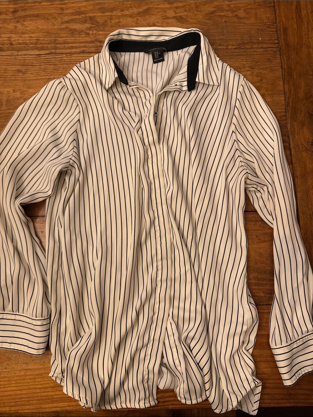 Rachel Zoe White Button-Down Shirt with Navy Stripes